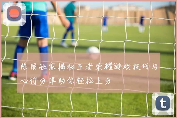 陈丽独家揭秘王者荣耀游戏技巧与心得分享助你轻松上分